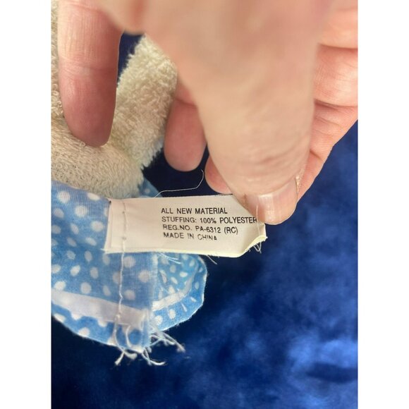 VTG Well Made Toy Bunny Rabbit Plush Floral Dotted Button Dress 5" - Picture 7 of 7